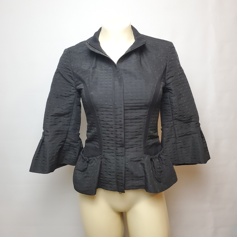 Diane Von Furstenberg Black Zip Up Blazer Size 2